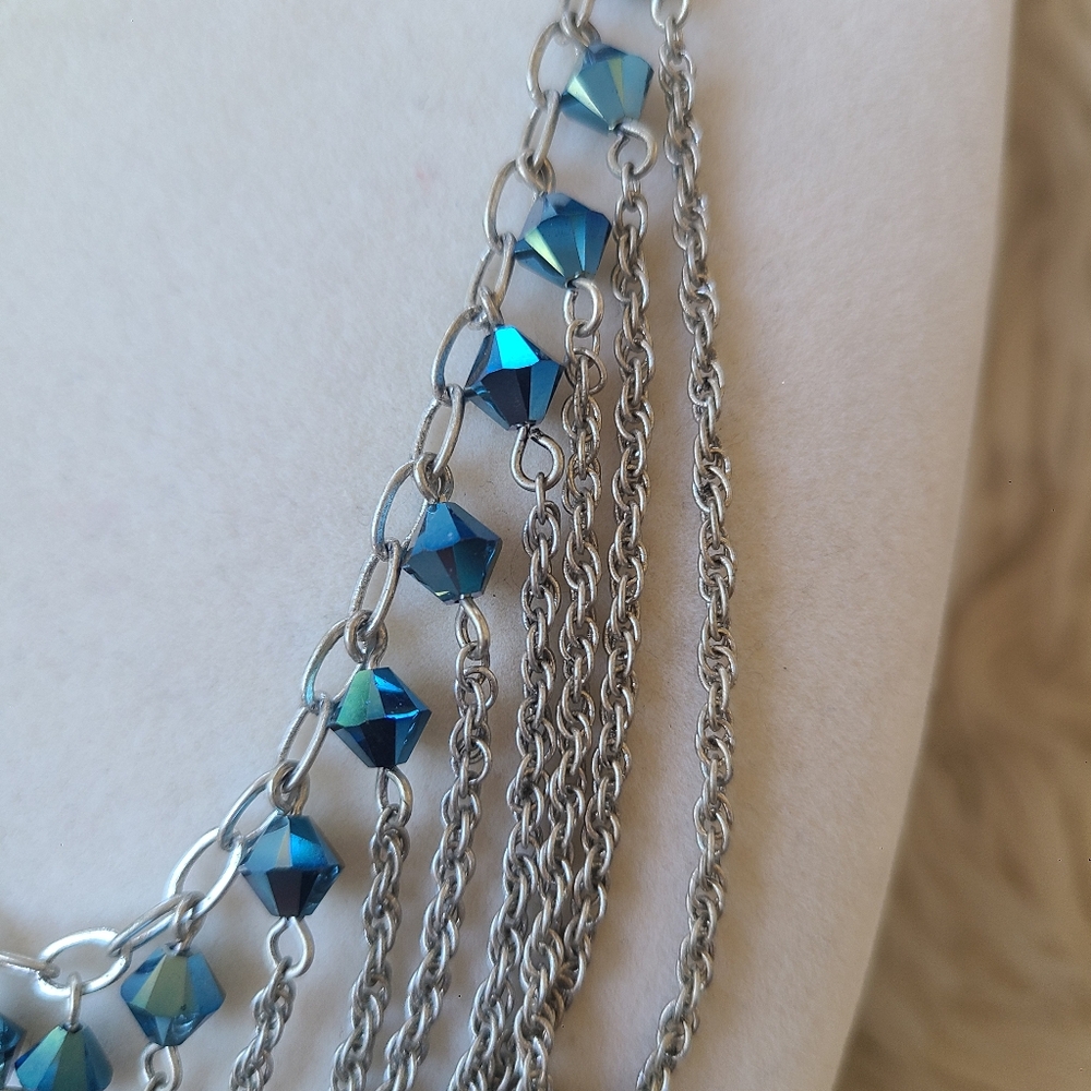 Touchstone Crystal Silver Toned Necklace with Blue Crystals - Great Condition - Picture 6 of 6